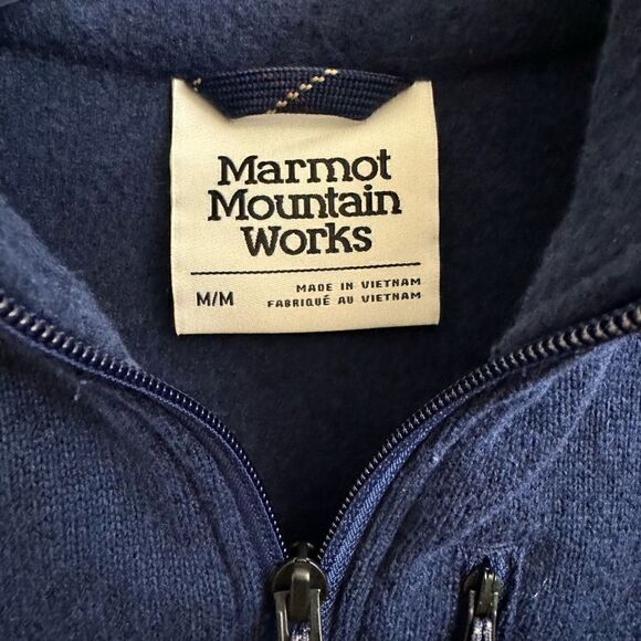 MARMOT Womens Drop Line 1/2 Zip Fleece Sweater Jacket Navy Blue Dr Pepper Medium - Picture 5 of 6